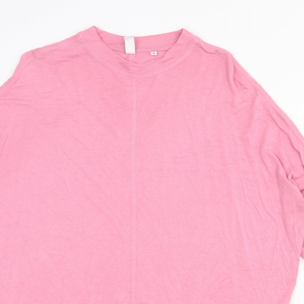 And / Or Womens Pink Viscose Basic T-Shirt Size 8 Round Neck