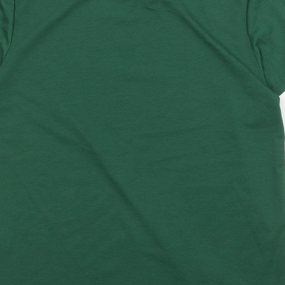 Preworn Womens Green Polyester Basic T-Shirt Size S Round Neck - Heart