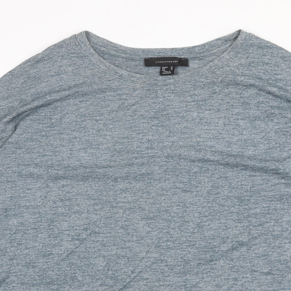 Atmosphere Womens Blue Viscose Basic Blouse Size 10 Scoop Neck