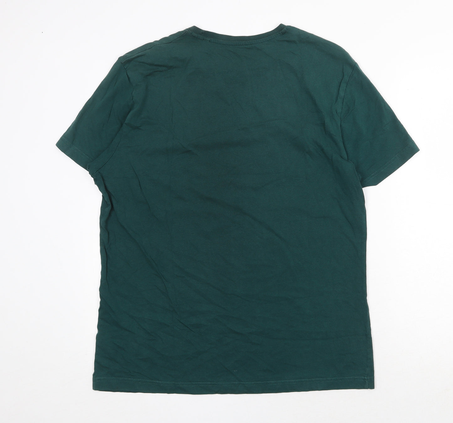 TU Mens Green Cotton T-Shirt Size L Round Neck