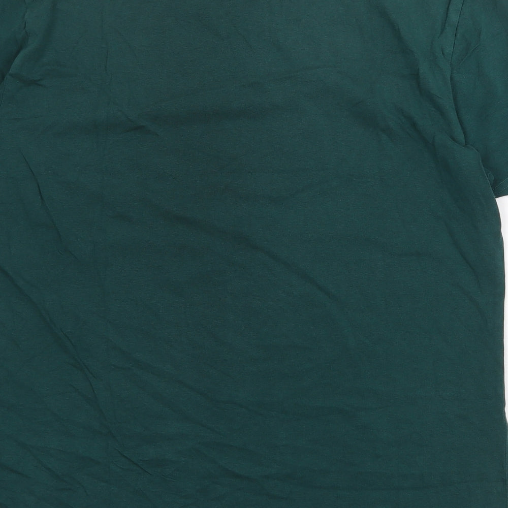 TU Mens Green Cotton T-Shirt Size L Round Neck