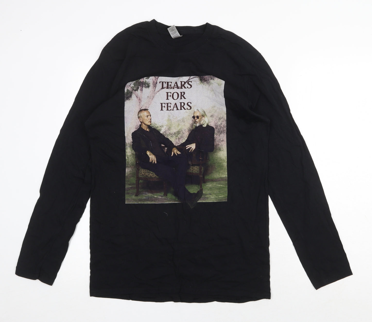 Gildan Mens Black Cotton T-Shirt Size M Round Neck - Tears for Fears