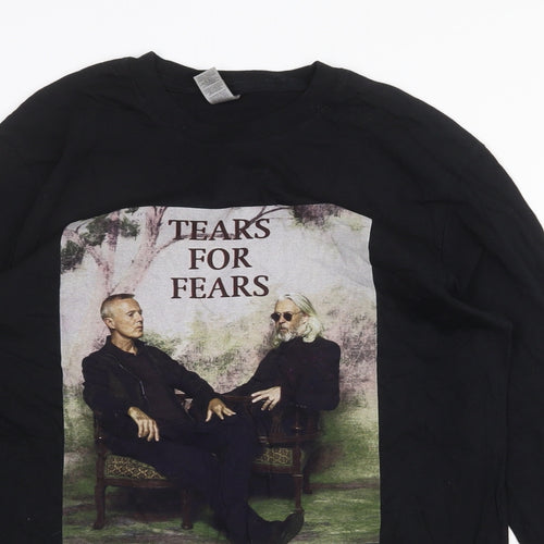 Gildan Mens Black Cotton T-Shirt Size M Round Neck - Tears for Fears