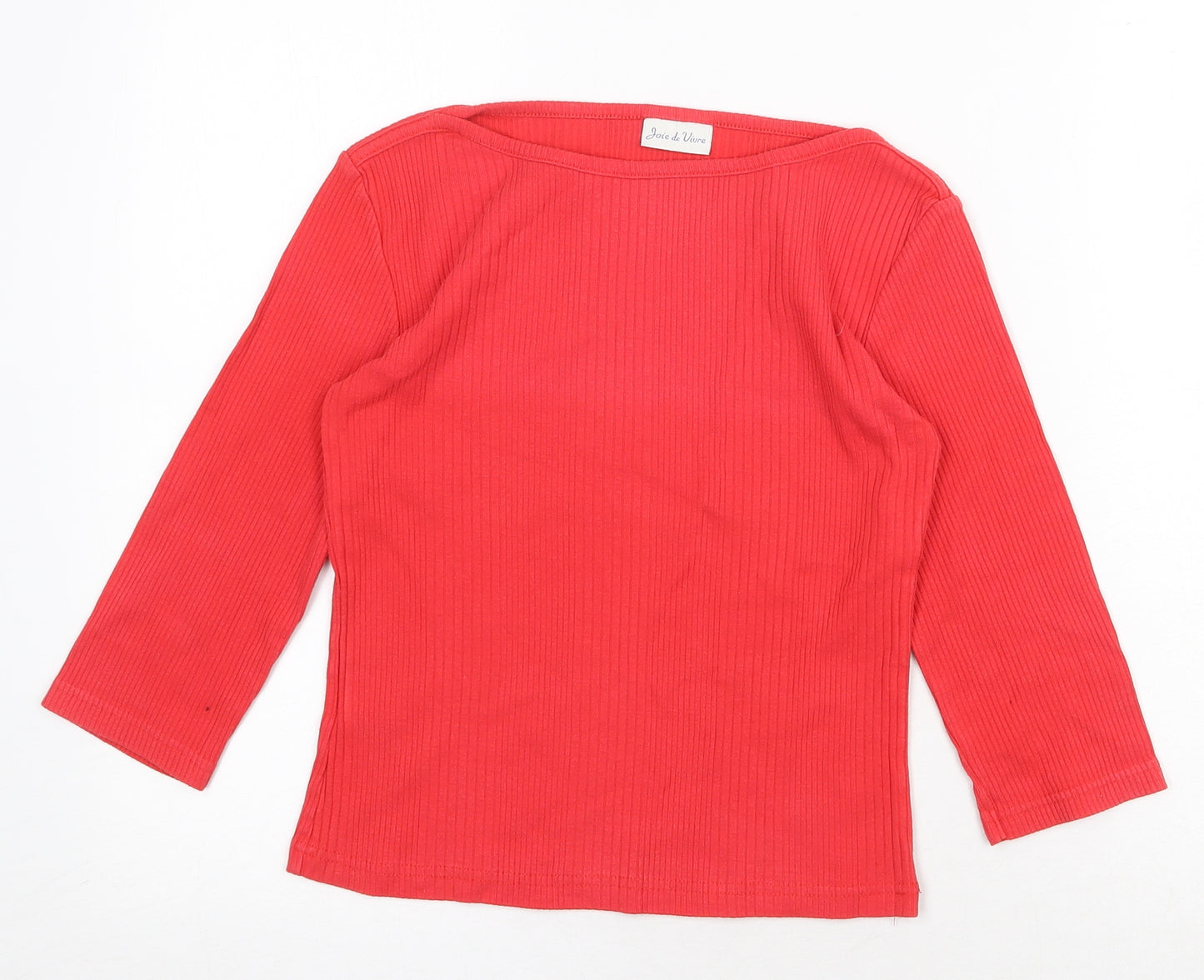 Joie de Vivre Womens Red Cotton Basic Blouse Size 10 Boat Neck