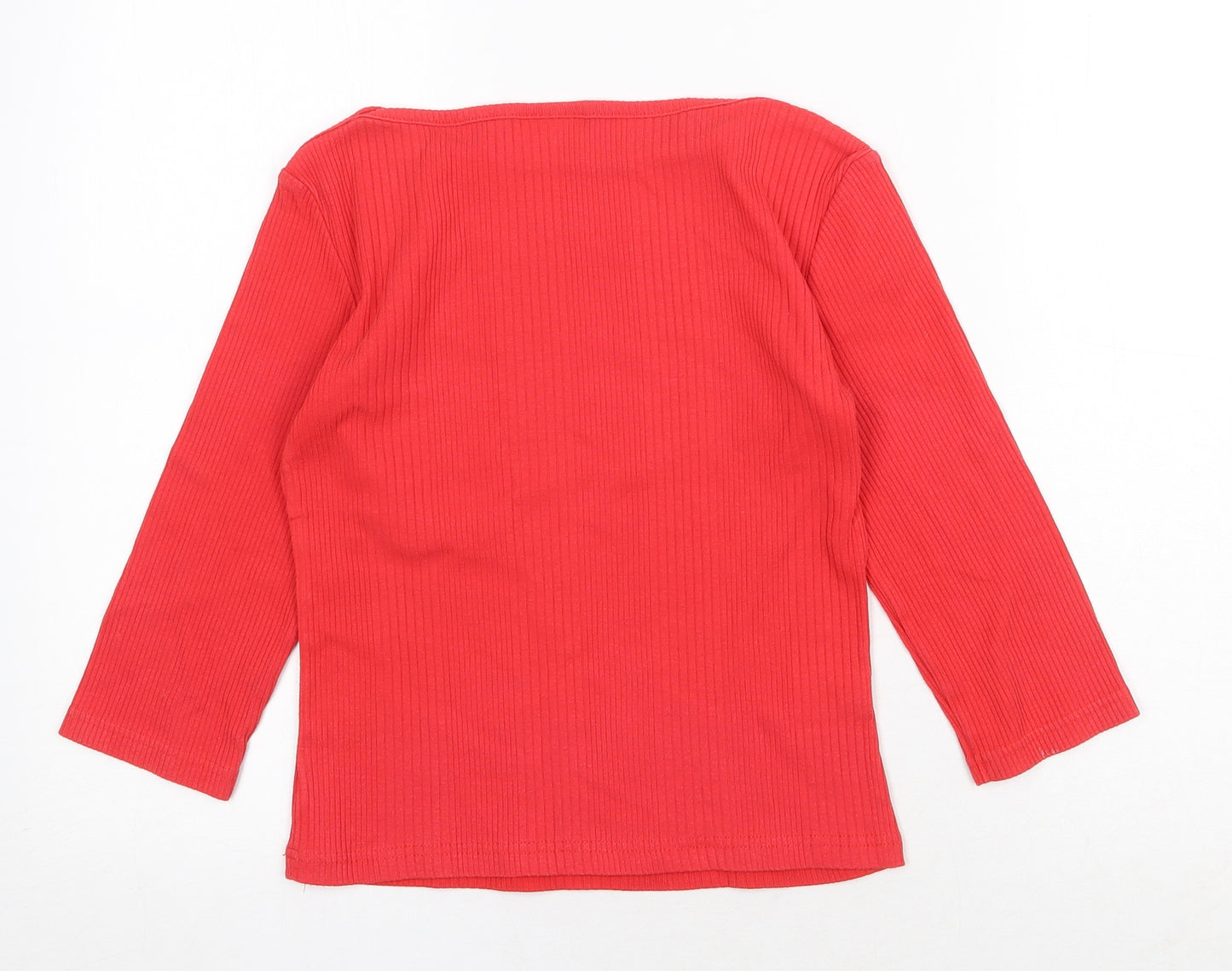 Joie de Vivre Womens Red Cotton Basic Blouse Size 10 Boat Neck