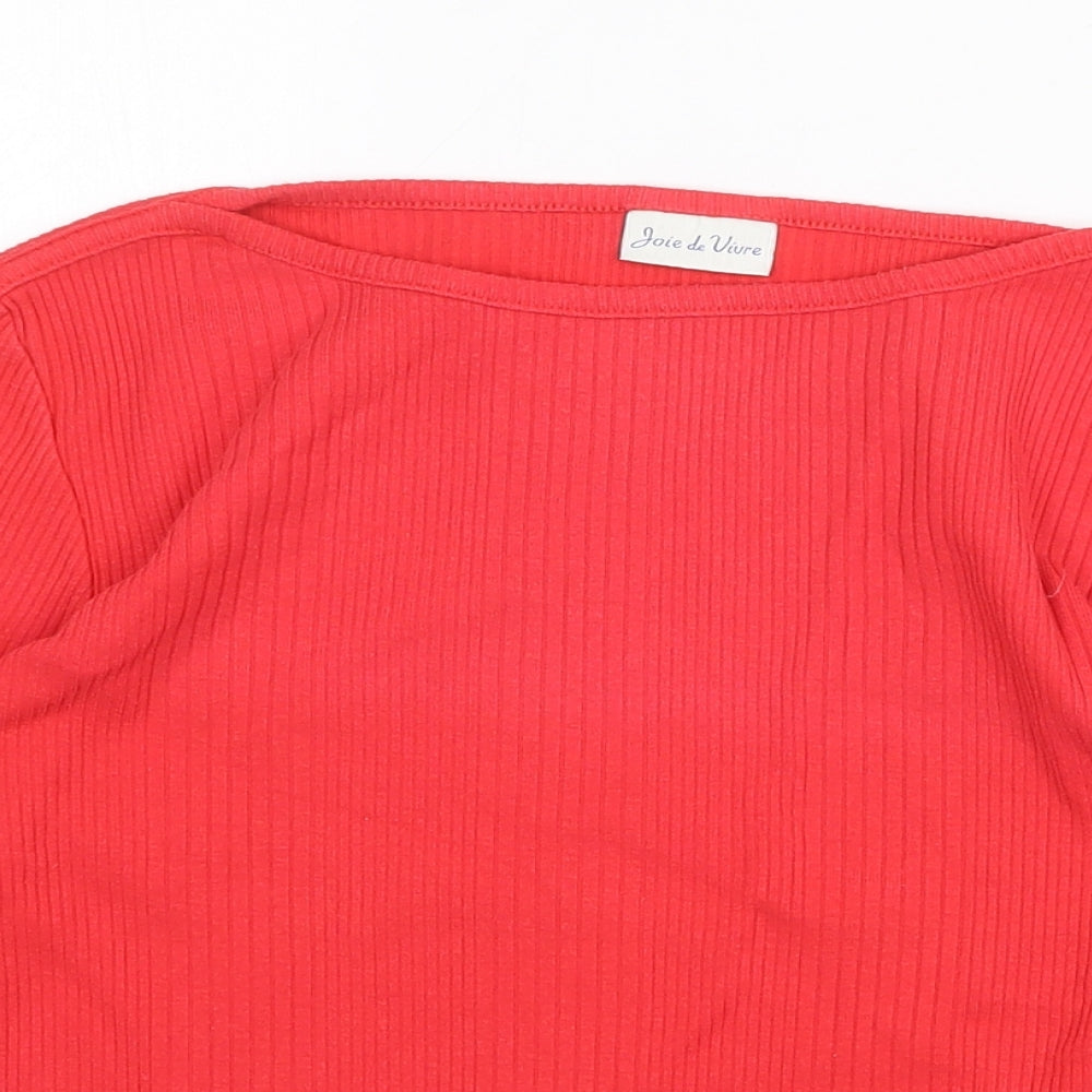 Joie de Vivre Womens Red Cotton Basic Blouse Size 10 Boat Neck