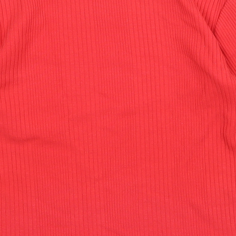 Joie de Vivre Womens Red Cotton Basic Blouse Size 10 Boat Neck
