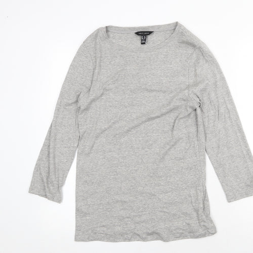 New Look Womens Grey Cotton Basic Blouse Size 16 Boat Neck