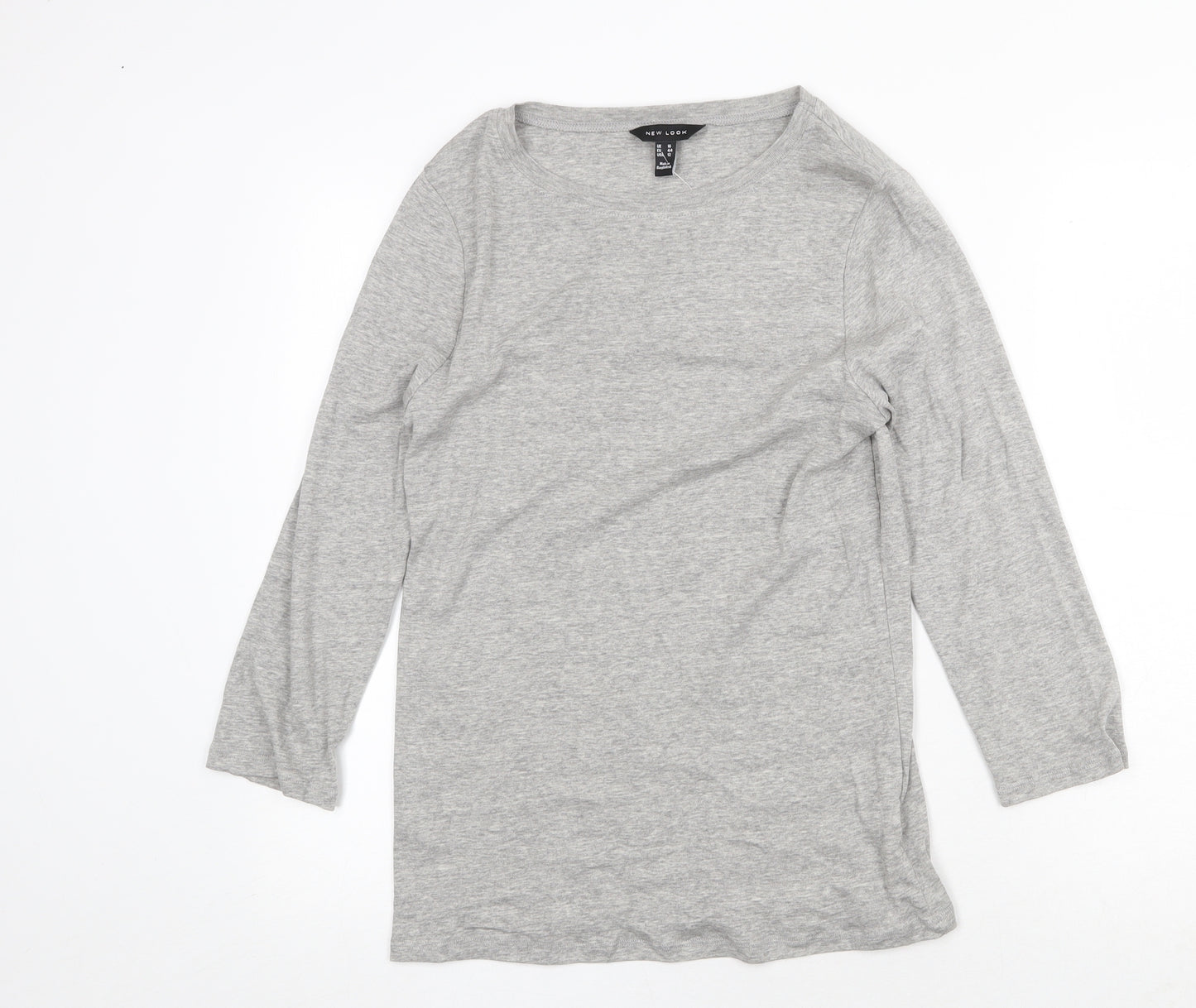 New Look Womens Grey Cotton Basic Blouse Size 16 Boat Neck