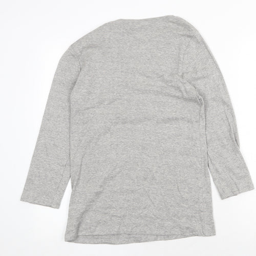 New Look Womens Grey Cotton Basic Blouse Size 16 Boat Neck