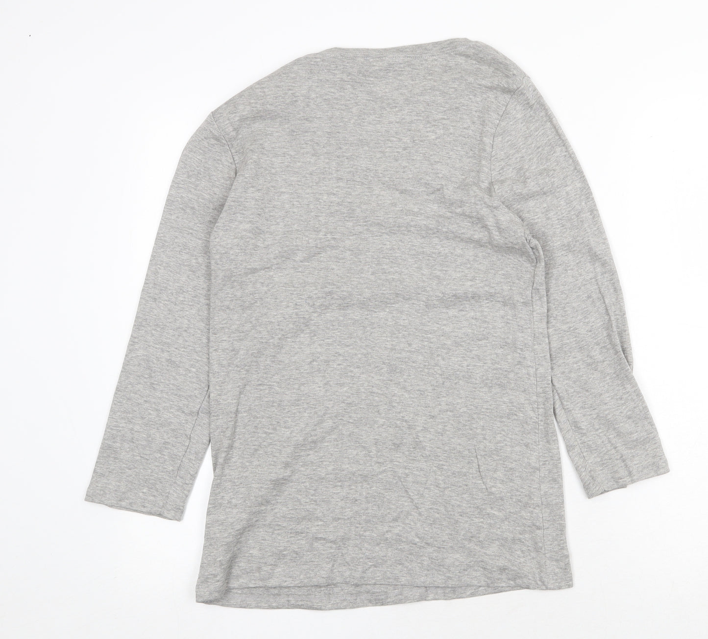 New Look Womens Grey Cotton Basic Blouse Size 16 Boat Neck