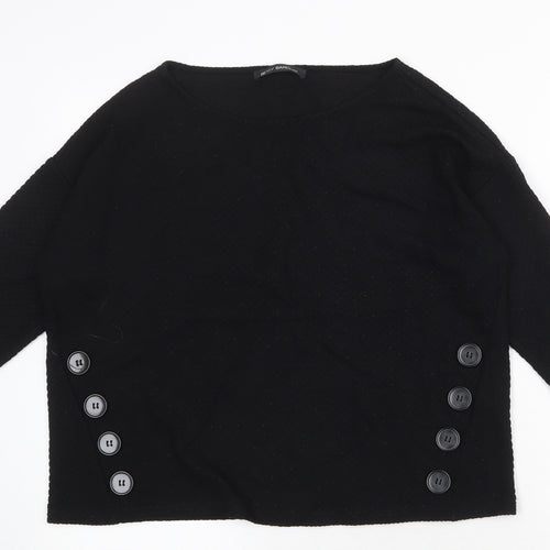 Betty Barclay Womens Black Round Neck Herringbone Viscose Pullover Jumper Size 10