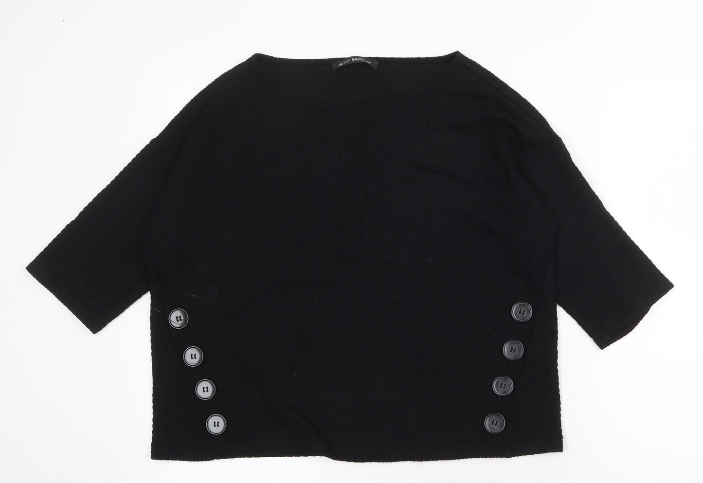 Betty Barclay Womens Black Round Neck Herringbone Viscose Pullover Jumper Size 10