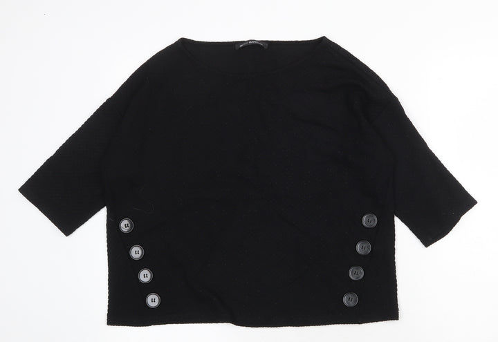 Betty Barclay Womens Black Round Neck Herringbone Viscose Pullover Jumper Size 10