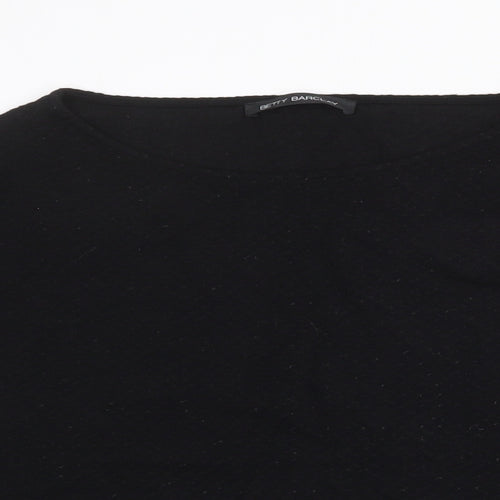 Betty Barclay Womens Black Round Neck Herringbone Viscose Pullover Jumper Size 10