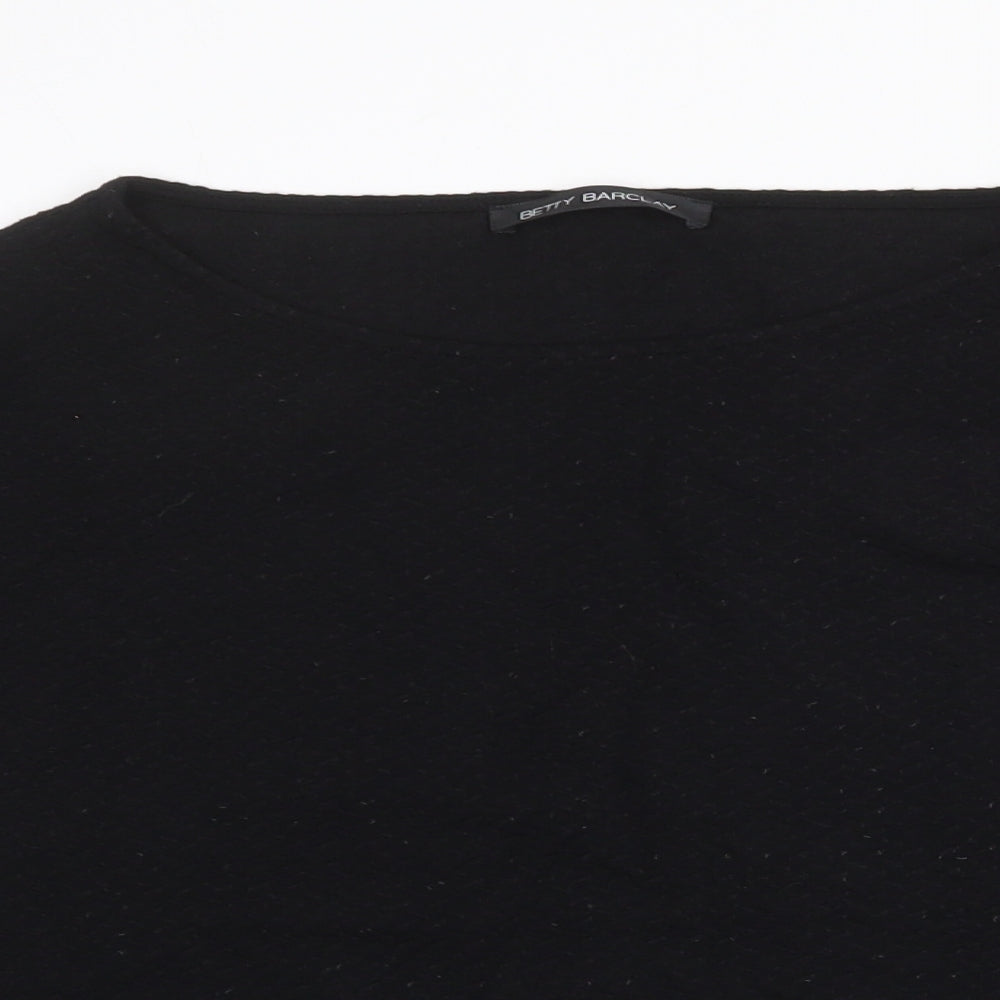 Betty Barclay Womens Black Round Neck Herringbone Viscose Pullover Jumper Size 10