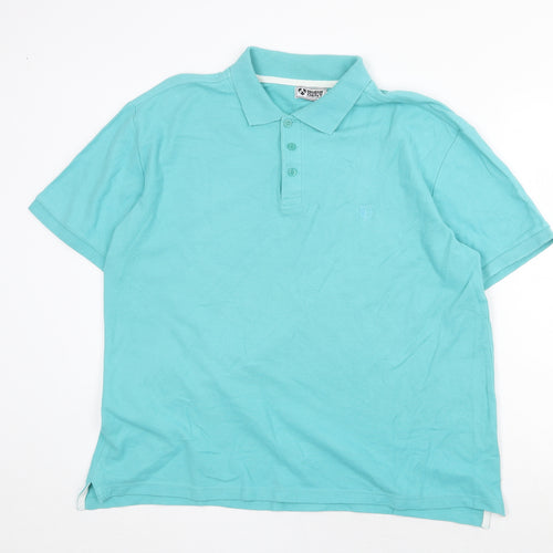 Dissident Mens Green Cotton Polo Size L Collared Button