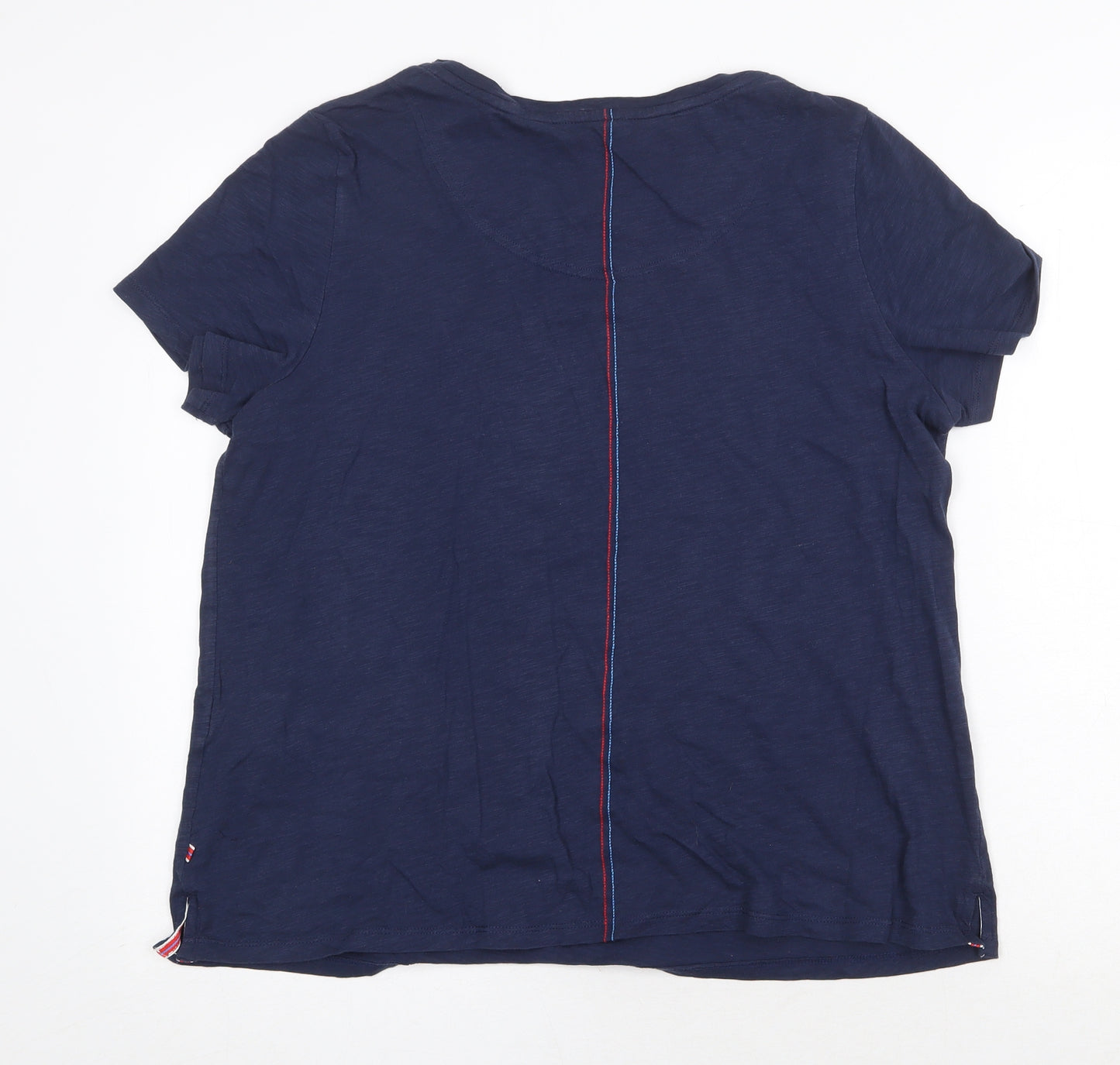 Joules Womens Blue Cotton Basic T-Shirt Size 16 Scoop Neck