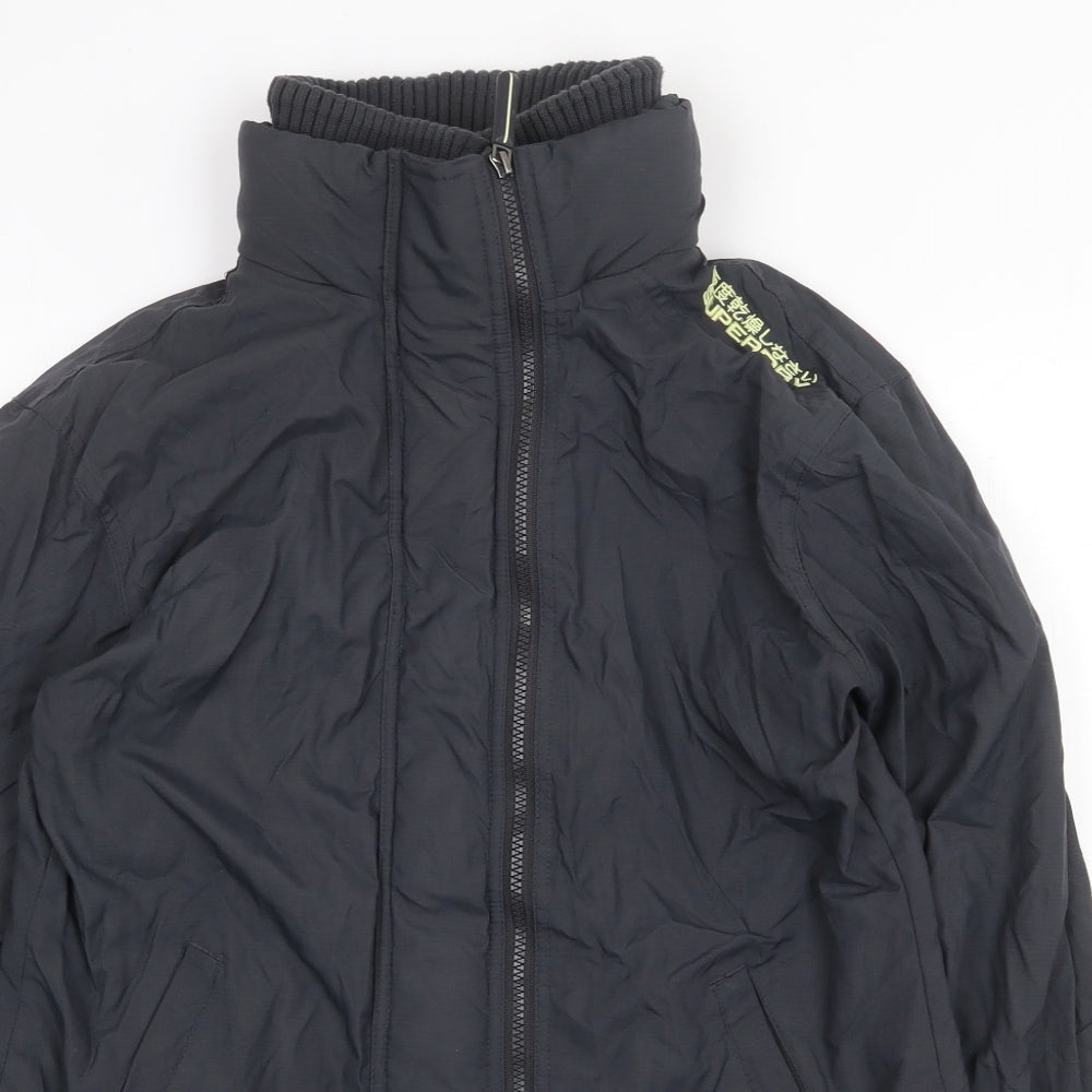 Superdry Mens Grey Windbreaker Coatigan Size XL Zip