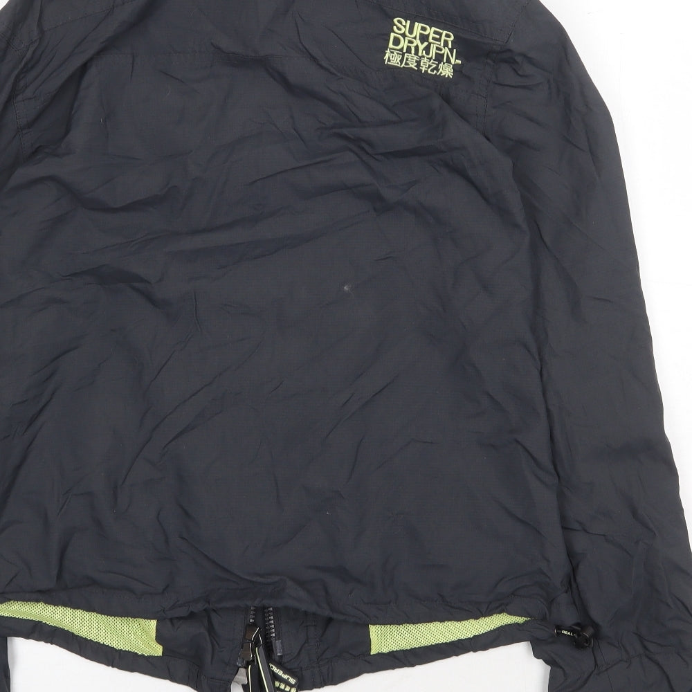 Superdry Mens Grey Windbreaker Coatigan Size XL Zip