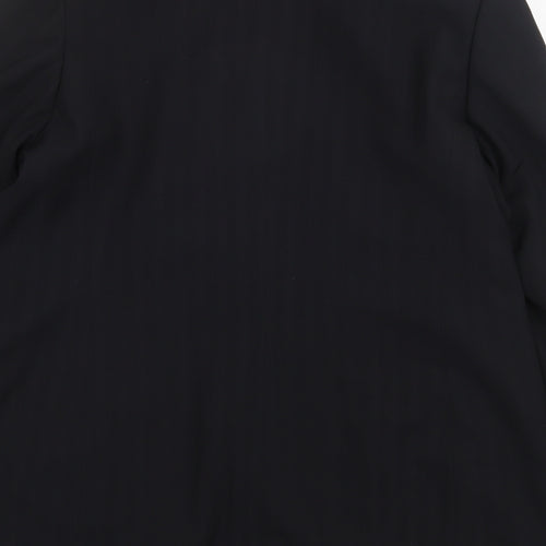 Preworn Mens Black Striped Polyester Jacket Suit Jacket Size 38 Regular