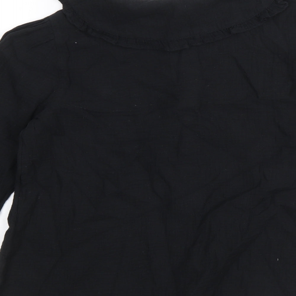 Marks and Spencer Girls Black 100% Cotton Basic Button-Up Size 11-12 Years Collared Button - Peter Pan Collar