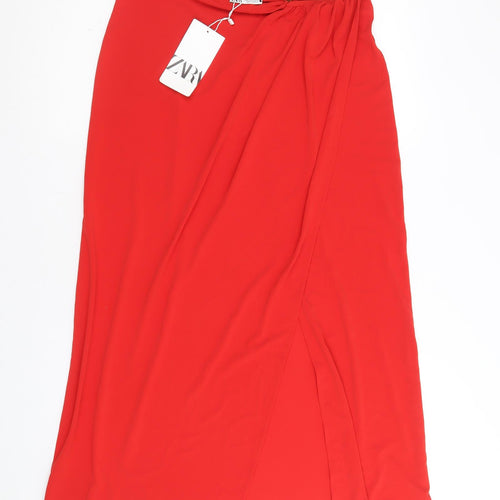 Zara Womens Red Polyester A-Line Skirt Size S
