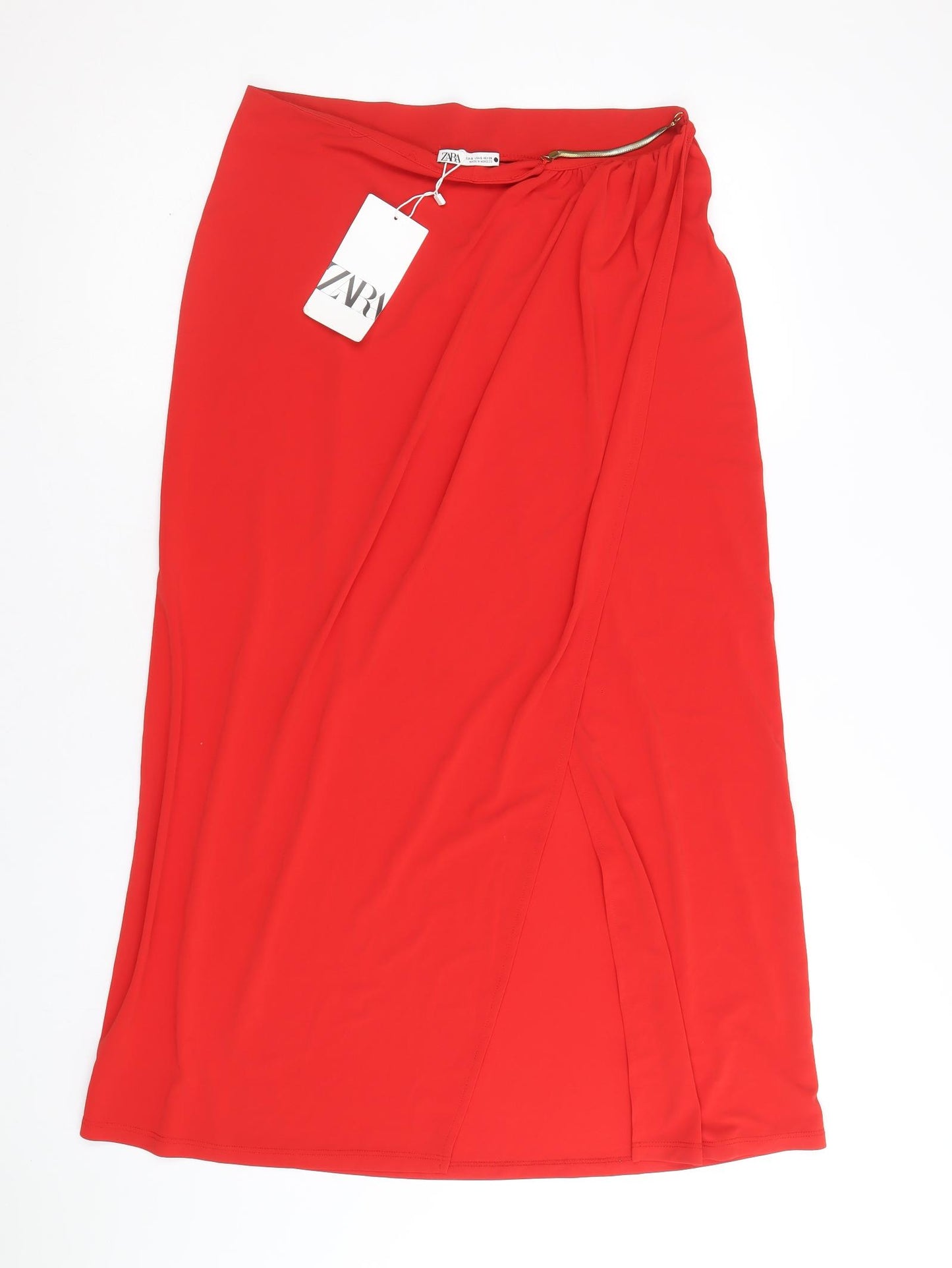 Zara Womens Red Polyester A-Line Skirt Size S