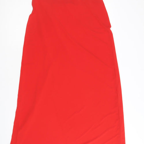 Zara Womens Red Polyester A-Line Skirt Size S