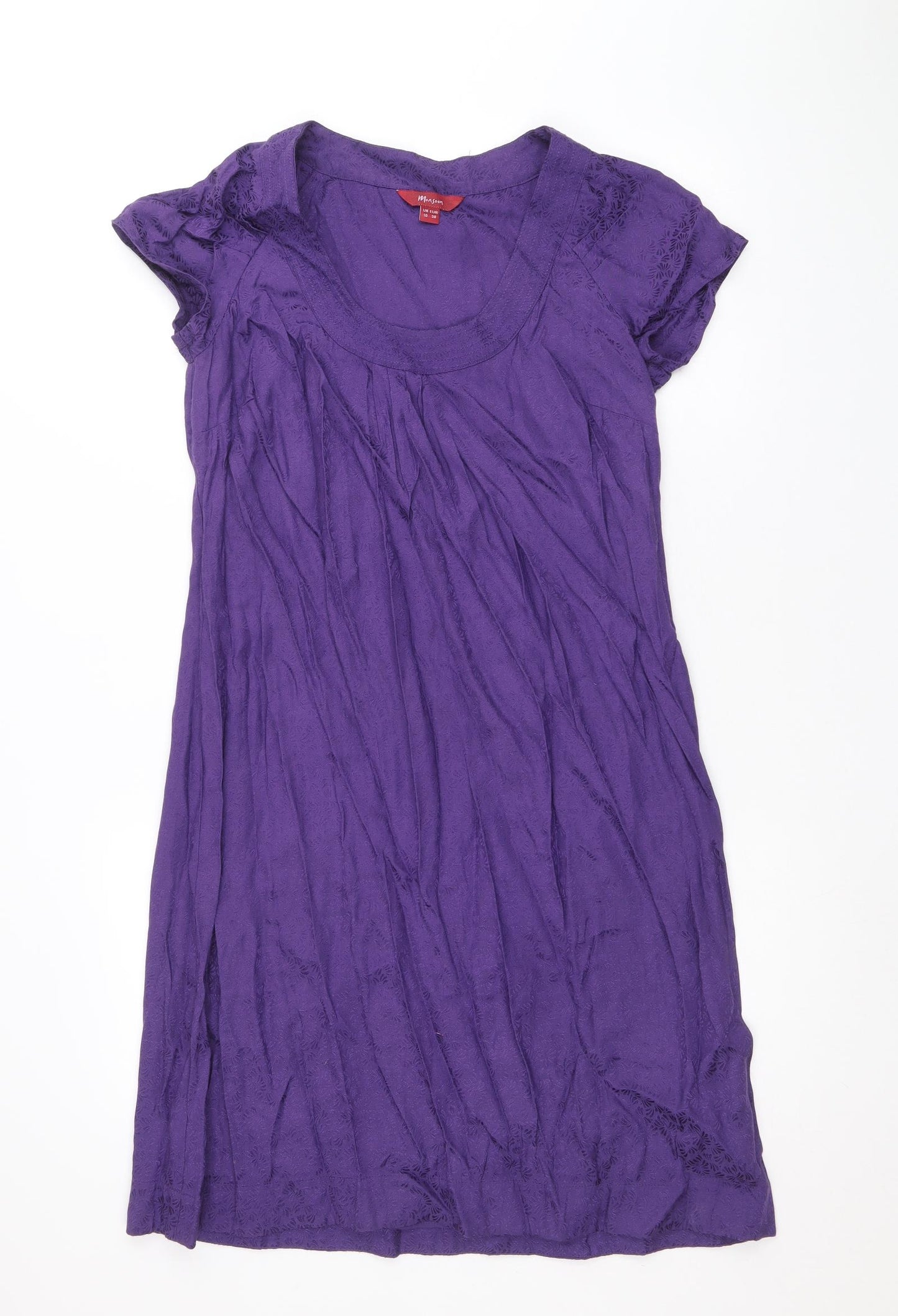 Monsoon Womens Purple Viscose A-Line Size 10 Scoop Neck Pullover