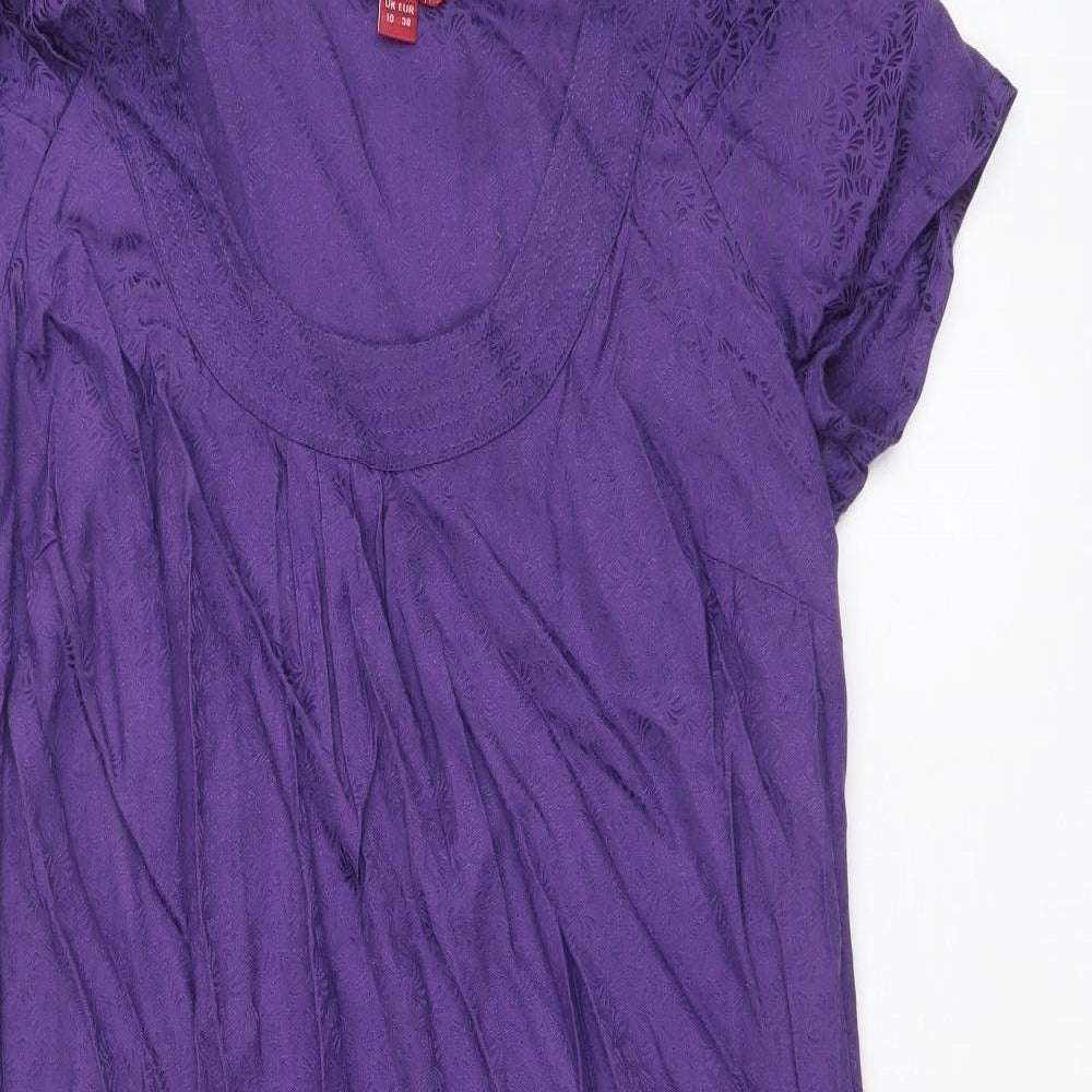 Monsoon Womens Purple Viscose A-Line Size 10 Scoop Neck Pullover
