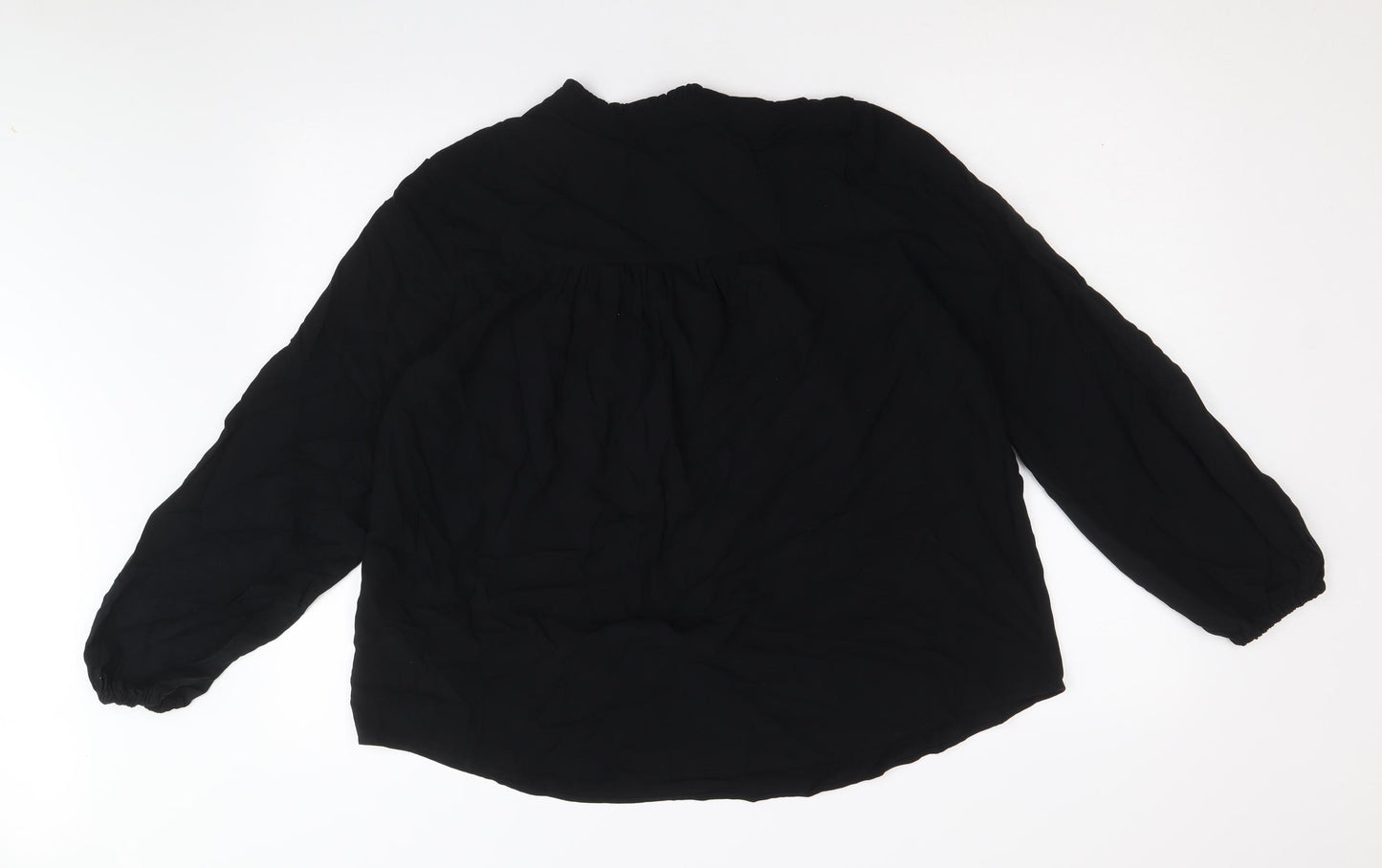 Marks and Spencer Womens Black Viscose Basic Blouse Size 12 V-Neck