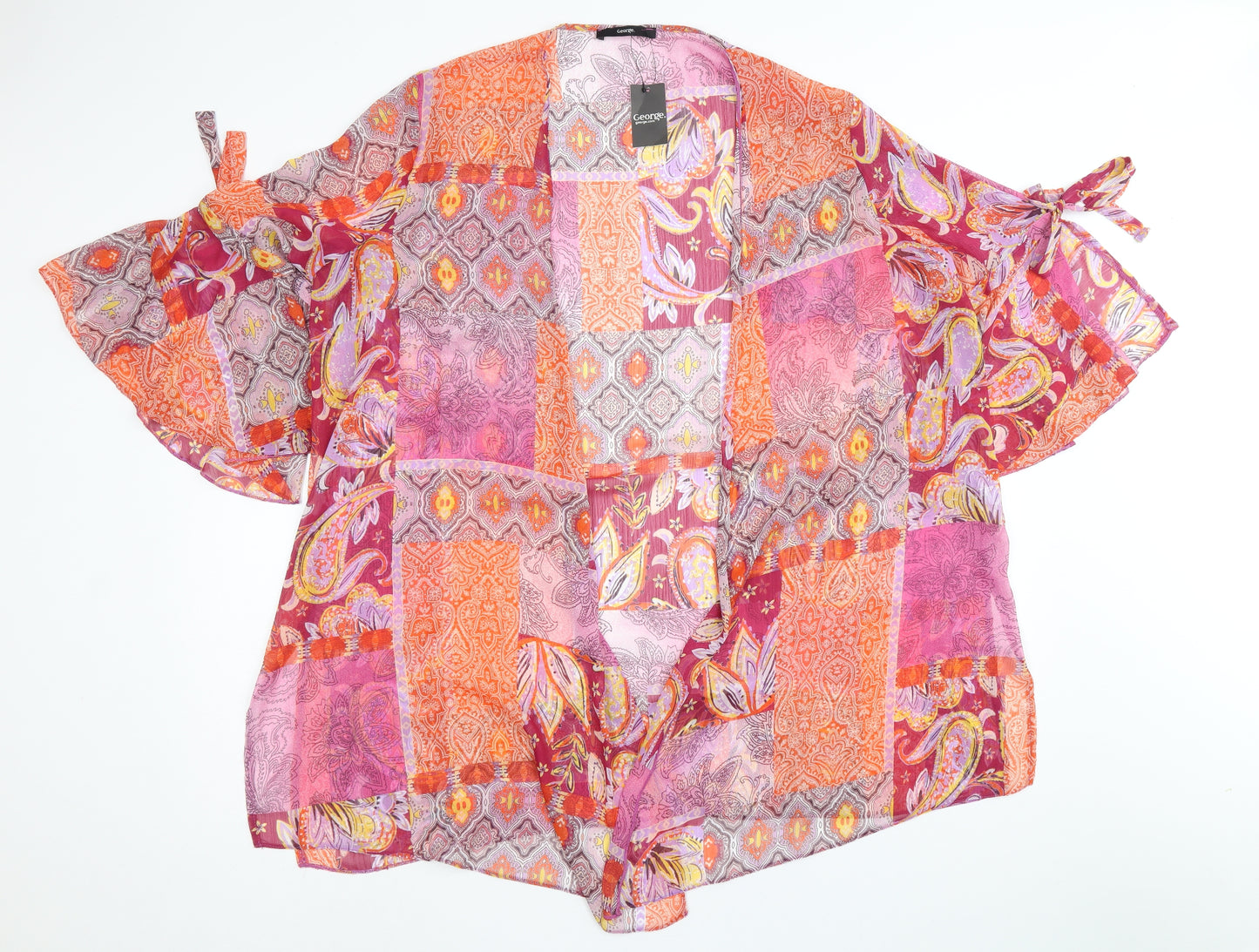 George Womens Multicoloured Geometric Polyester Basic Blouse Size 20 V-Neck