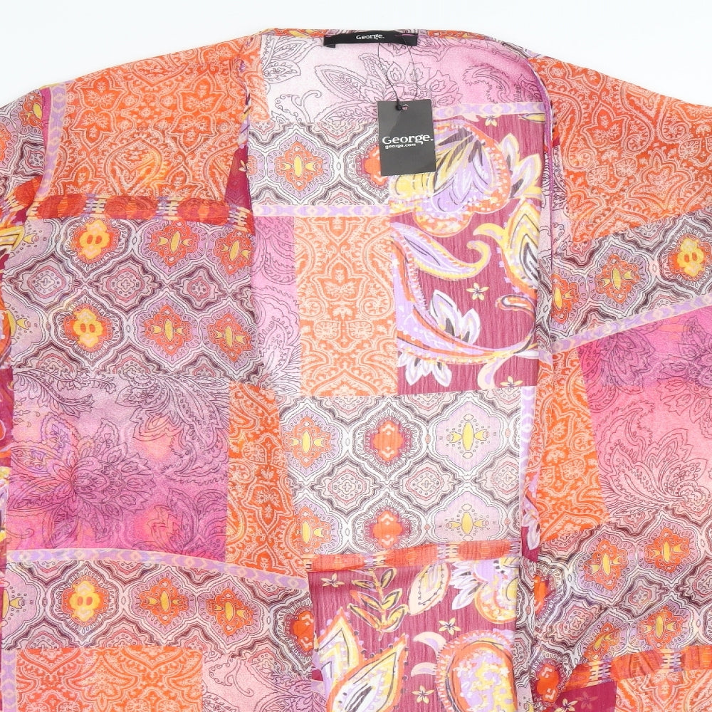 George Womens Multicoloured Geometric Polyester Basic Blouse Size 20 V-Neck