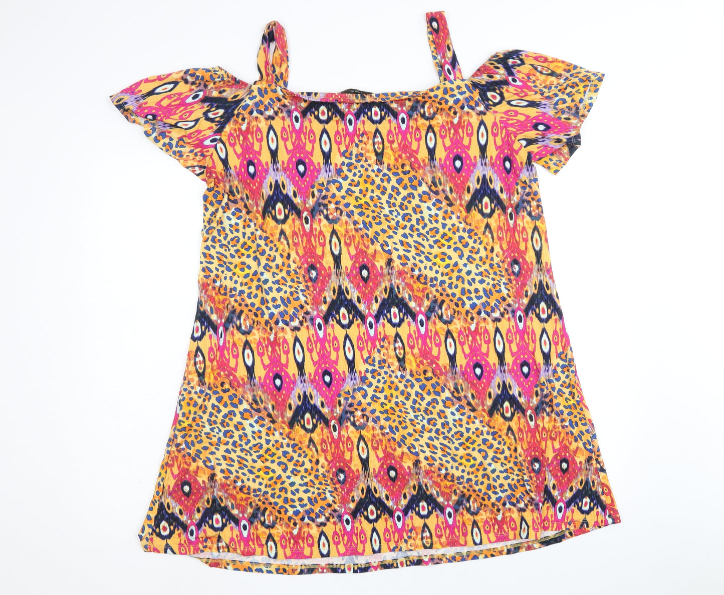 George Womens Multicoloured Geometric Viscose A-Line Size 20 Square Neck Pullover
