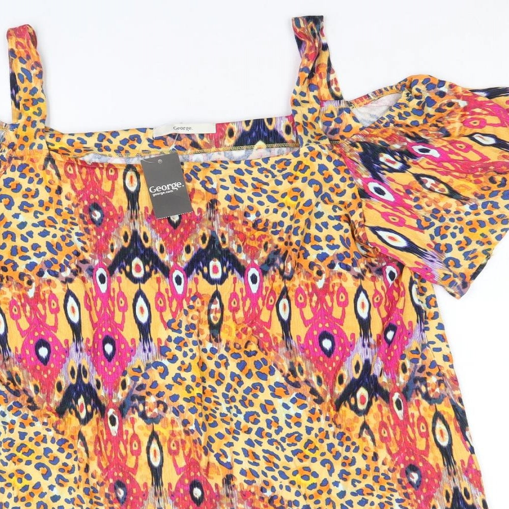 George Womens Multicoloured Geometric Viscose A-Line Size 20 Square Neck Pullover