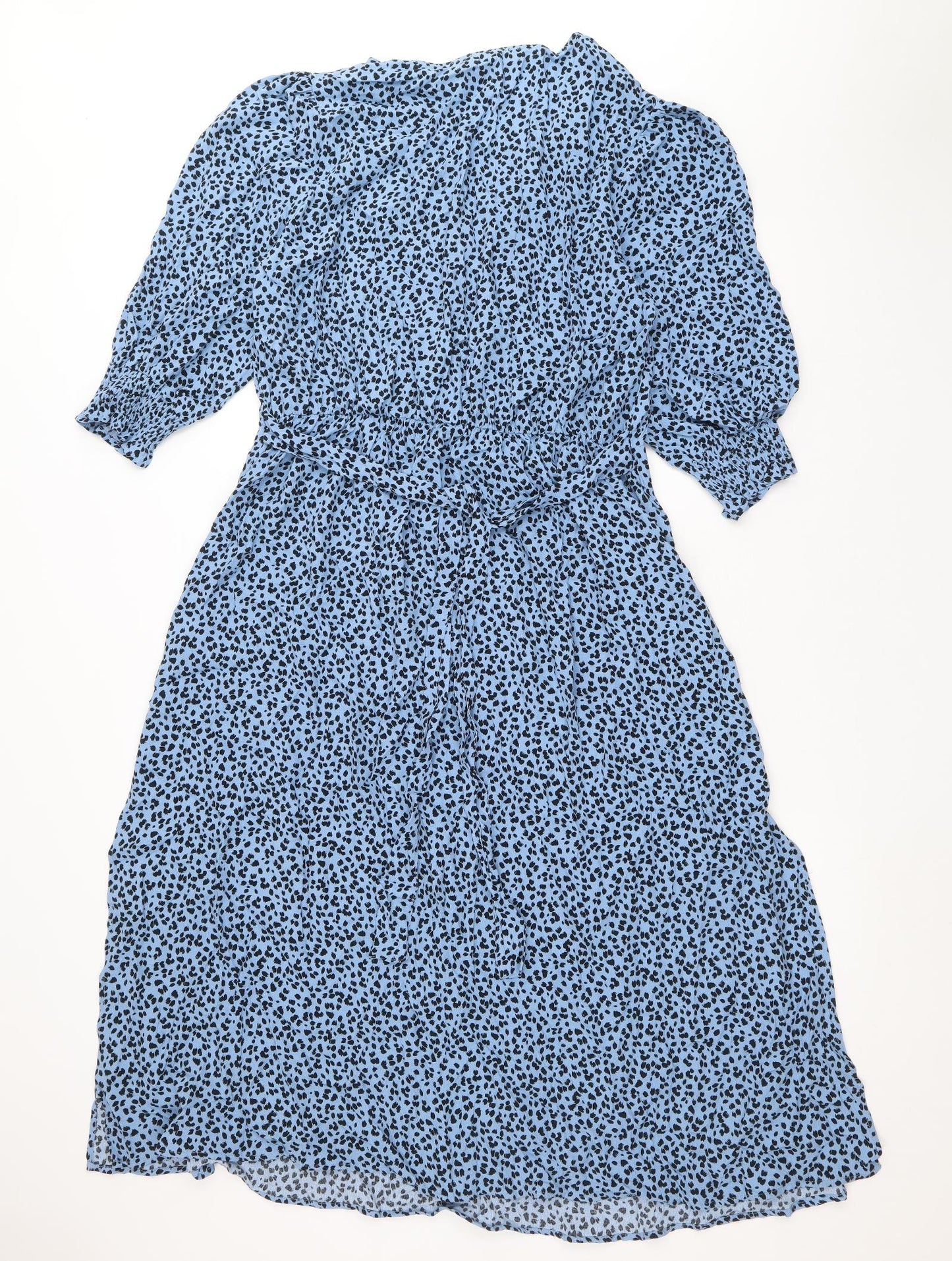 F&F Womens Blue Geometric Viscose A-Line Size 18 V-Neck Pullover
