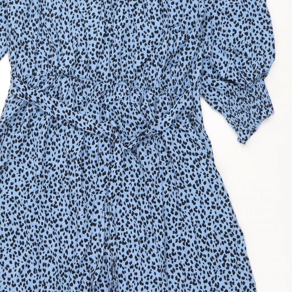 F&F Womens Blue Geometric Viscose A-Line Size 18 V-Neck Pullover