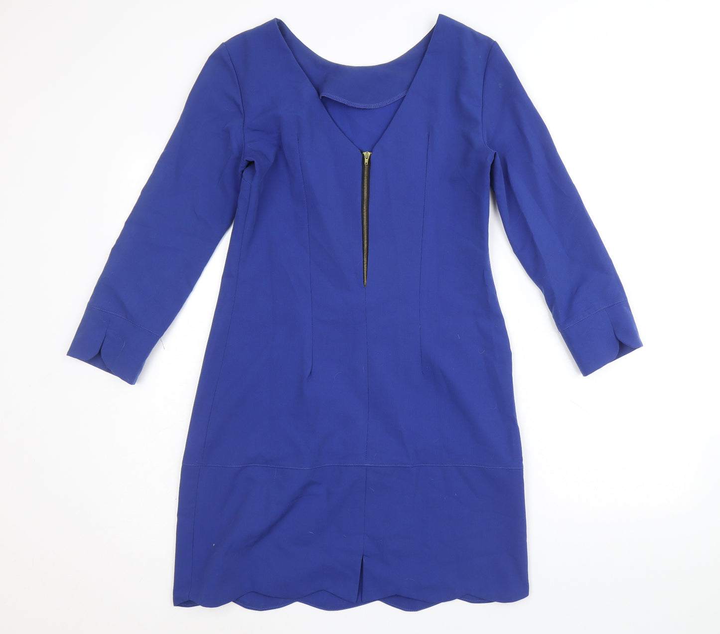 NIFE Womens Blue 100% Cotton A-Line Size 8 Round Neck Zip