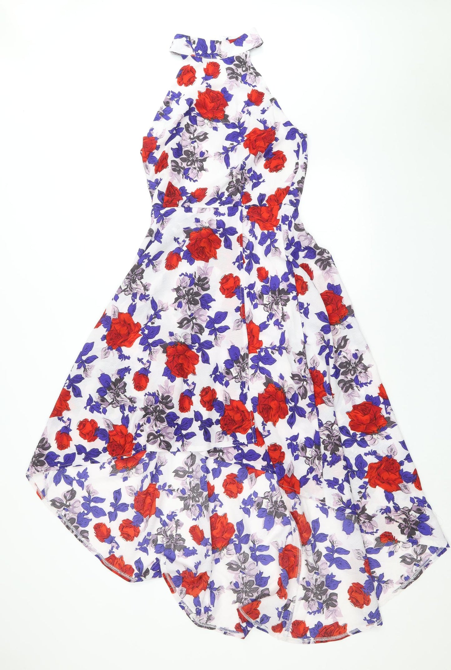 Mela London Womens Multicoloured Floral Polyester A-Line Size 8 Halter Zip