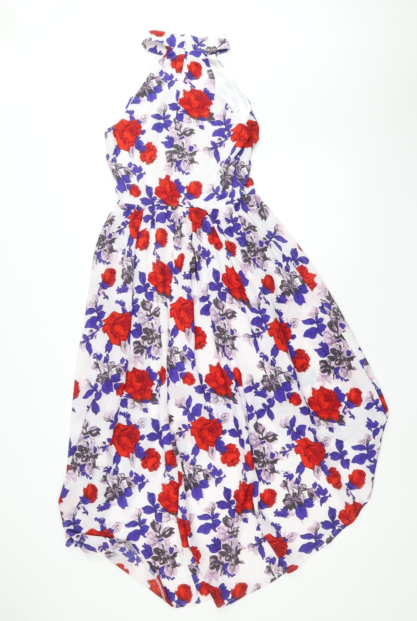 Mela London Womens Multicoloured Floral Polyester A-Line Size 8 Halter Zip
