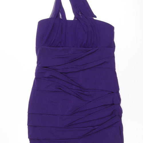 En Focus Studio Womens Purple Polyester Shift Size 10 Halter Tie