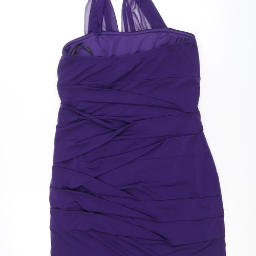 En Focus Studio Womens Purple Polyester Shift Size 10 Halter Tie