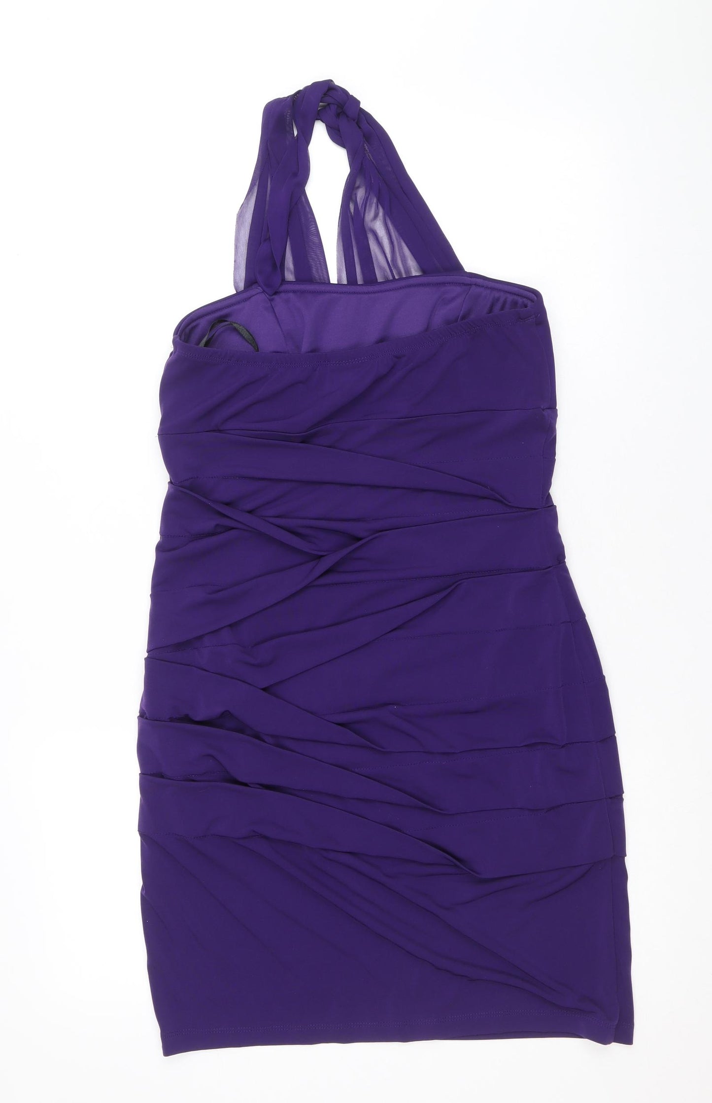 En Focus Studio Womens Purple Polyester Shift Size 10 Halter Tie