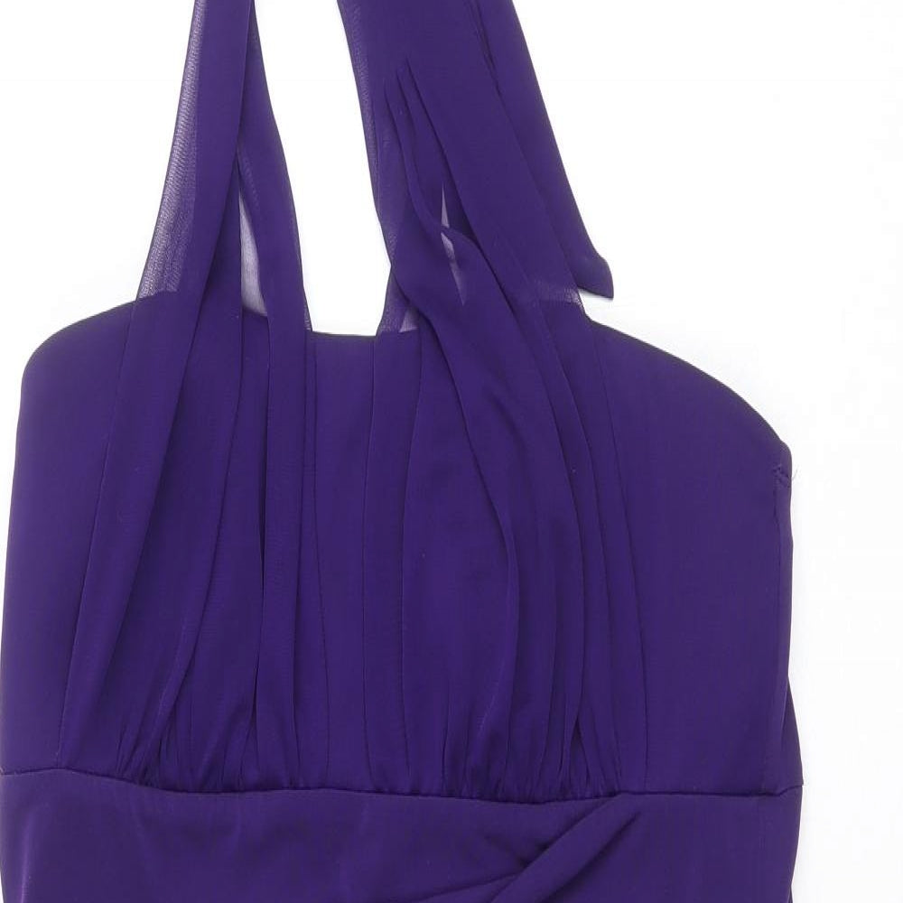 En Focus Studio Womens Purple Polyester Shift Size 10 Halter Tie