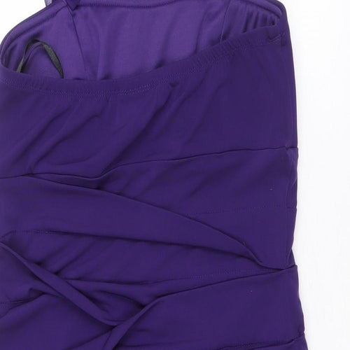 En Focus Studio Womens Purple Polyester Shift Size 10 Halter Tie