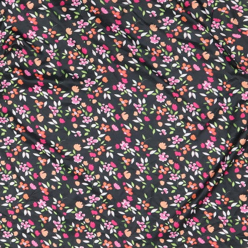 Blair Womens Black Floral Polyester Basic Blouse Size M Collared
