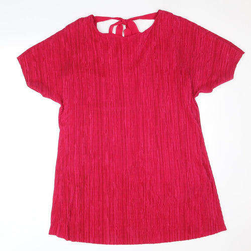Phase Eight Womens Pink Polyacrylate Fibre A-Line Size 12 Round Neck Tie