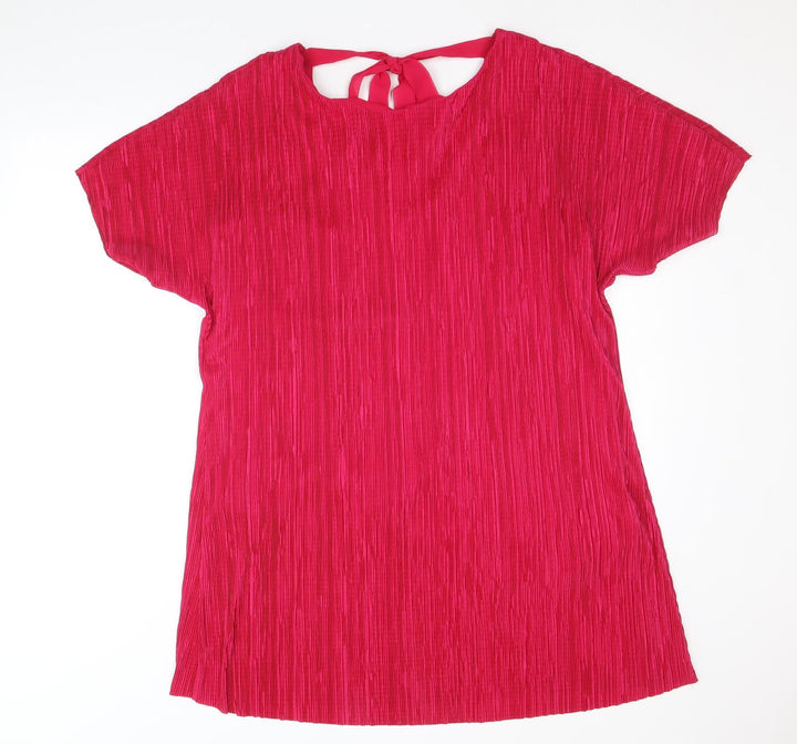 Phase Eight Womens Pink Polyacrylate Fibre A-Line Size 12 Round Neck Tie