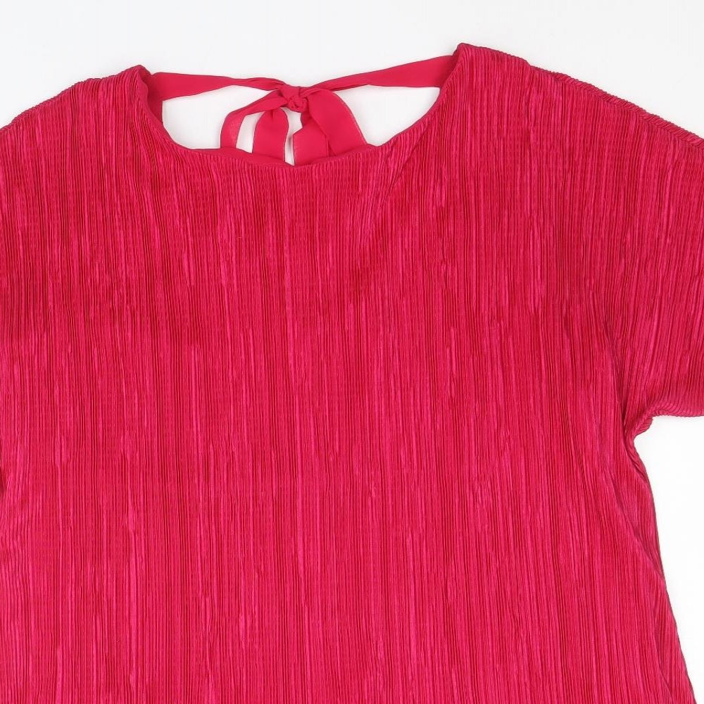 Phase Eight Womens Pink Polyacrylate Fibre A-Line Size 12 Round Neck Tie